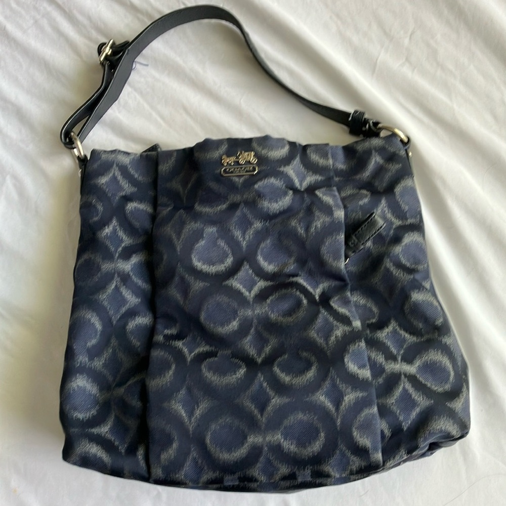Coach Isabelle Op Ikat Navy Blue Carryall Crossbody Shoulder Bag